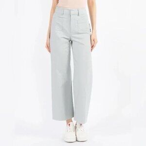 The Script Chiara Pant 6 Wide Leg Cropped Linen Blend Patch Pockets High Waist
